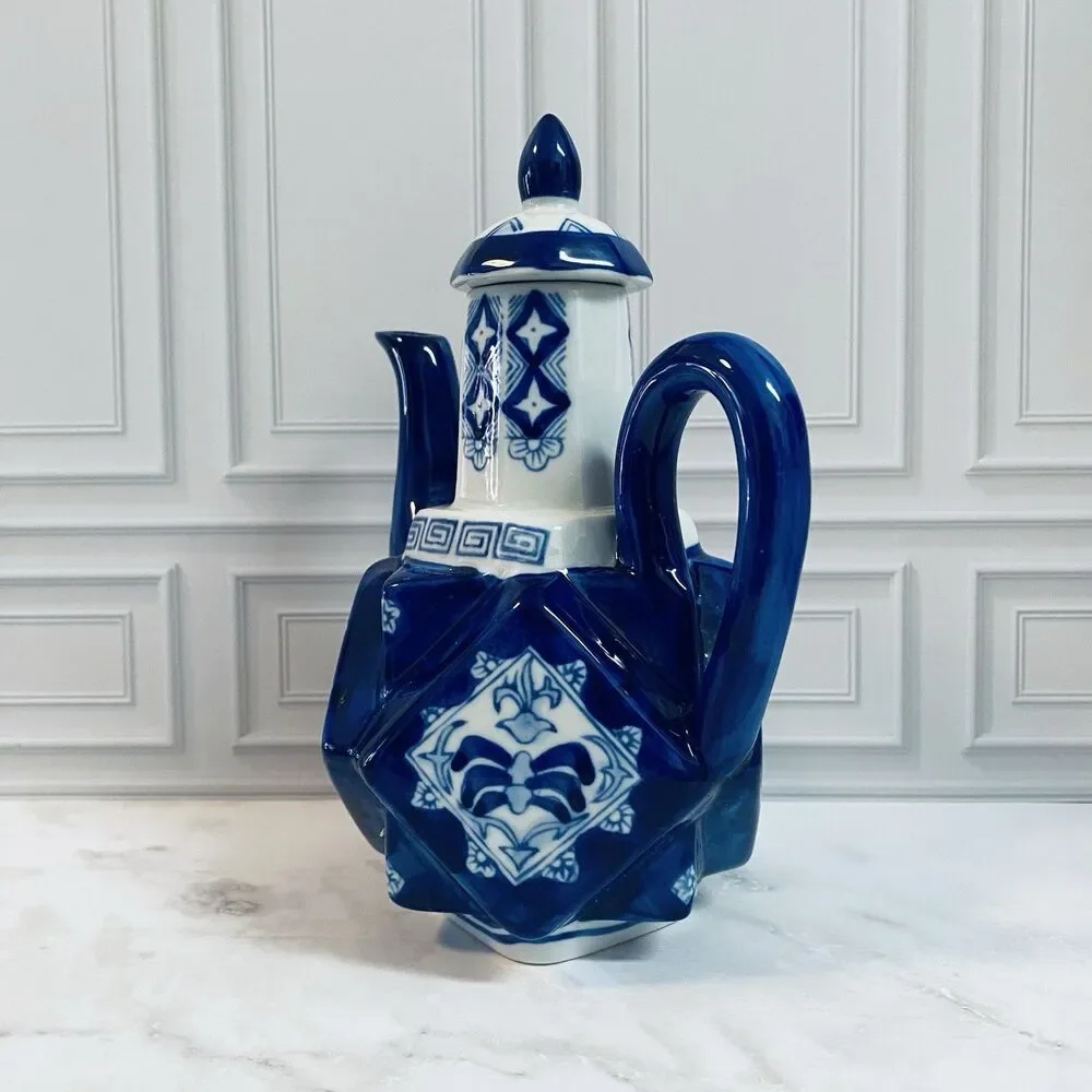 Blue And White Vintage Chinese Porcelain Teapot